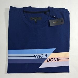 NWT Rag & Bone Men`s Size XL Glitc T-shirt  Blue